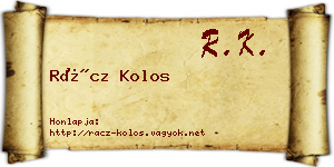 Rácz Kolos névjegykártya